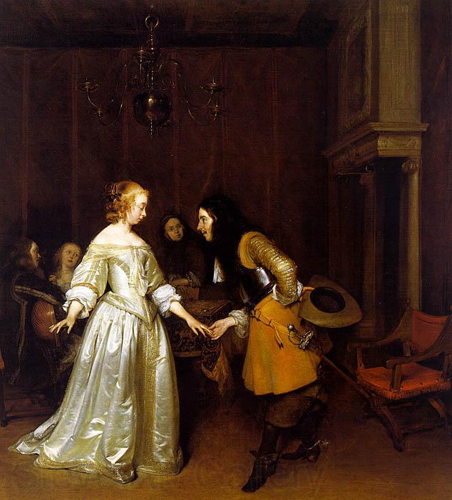 Gerard Ter Borch An Officer Making his Bow to a Lady Norge oil painting art